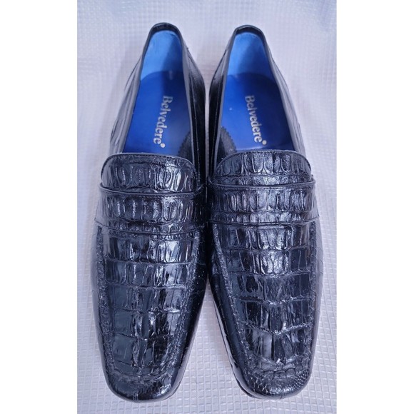 Other - Belvedere Natale Black Genuine Caiman Crocodile Shoes Men's 9